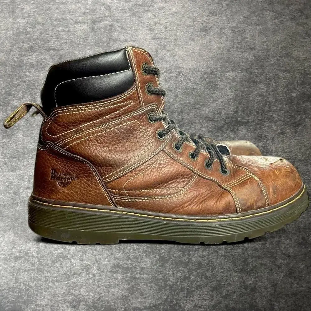 Dr Martens Industrial Men’s 11 Brown Leather Steel Toe Work Boots Slip Resistant